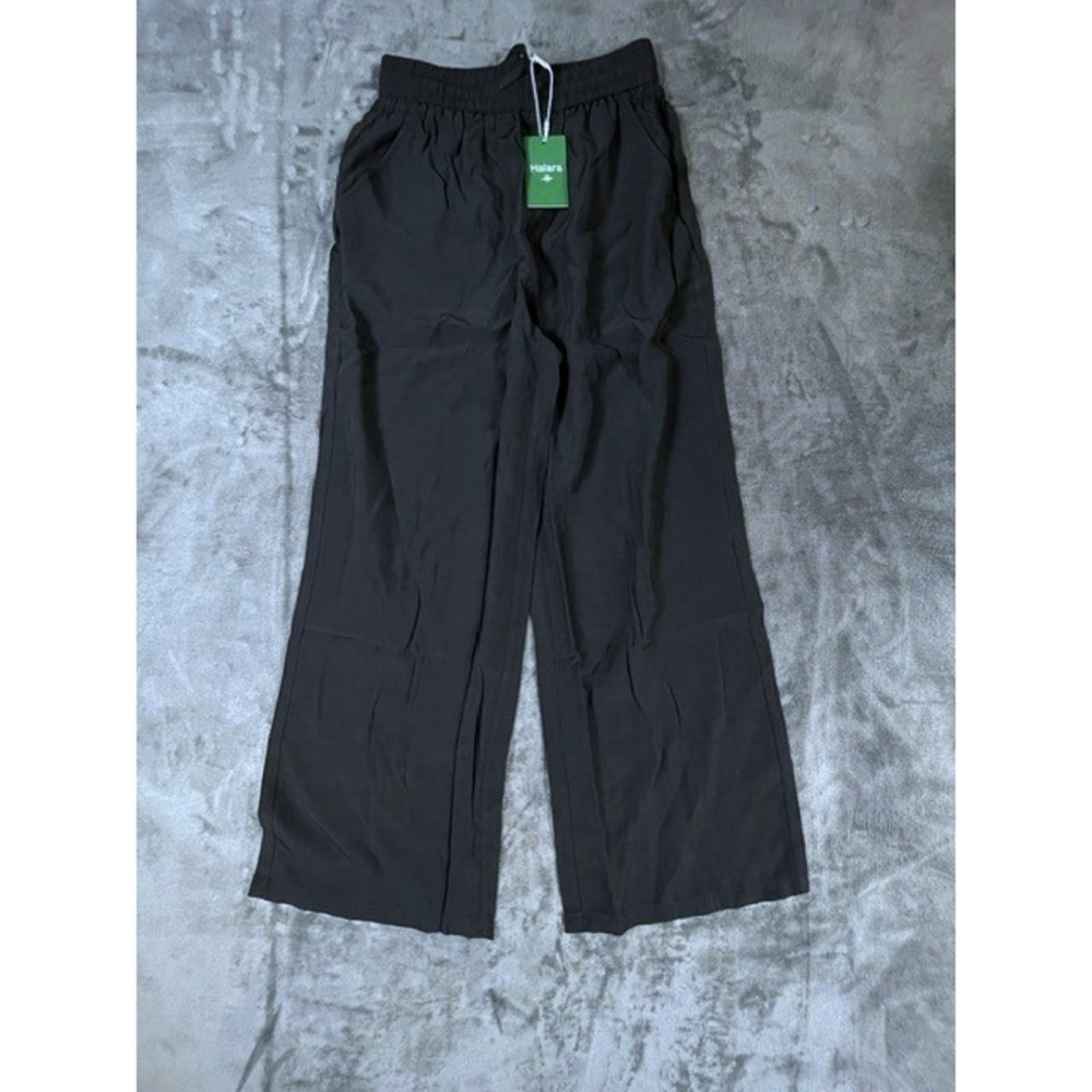 Halara High Waisted Wide Leg Linen Blend Drawstring Pants Black Small NWT